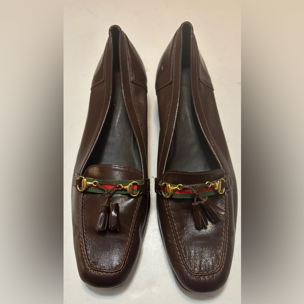 Vintage Lavorato A Mano Womens Brown Leather Loafers size 9